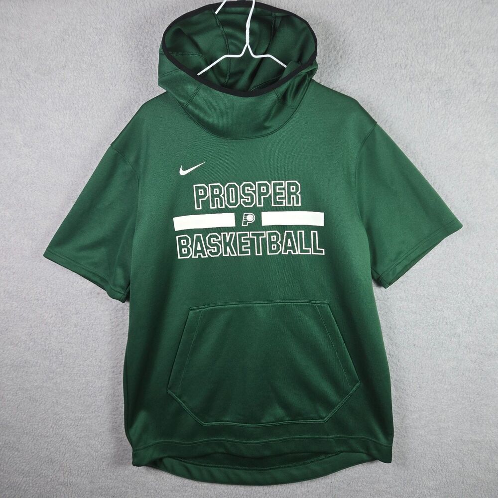 Nike Prosper Basketball Short Sleeve Hoodie Mens L Green Warm Up Pullover